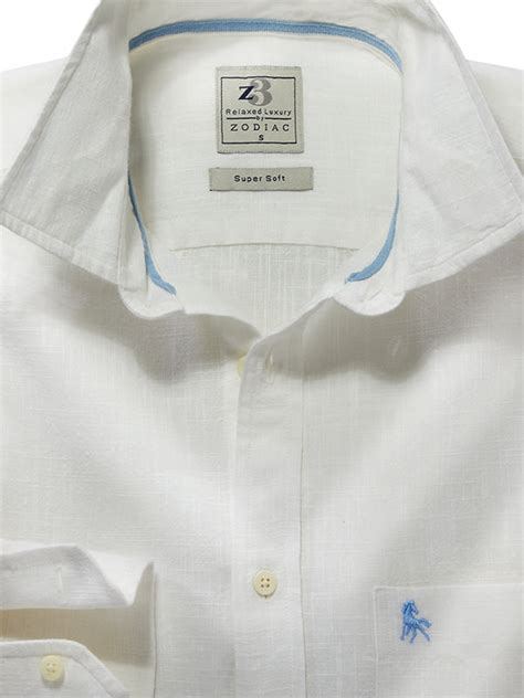 Buy Lampard Slub White Solid Full Sleeve Tailored Fit Casual Cotton ...