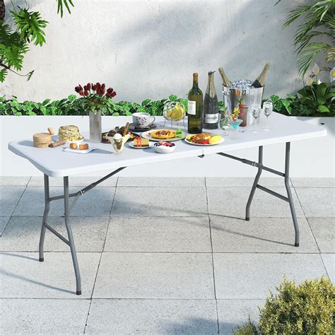 Foldable Table 6ft, Plastic Folding Table, Portable Heavy Duty Dining ...