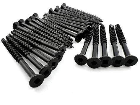 #10 x 2-1/2" Black Stainless Steel Screws 25 Pack Square Drive Wood ...