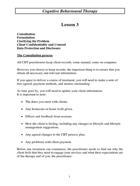 Lesson - 03 CBT | PDF | Cognitive Behavioral Therapy | Psychotherapy