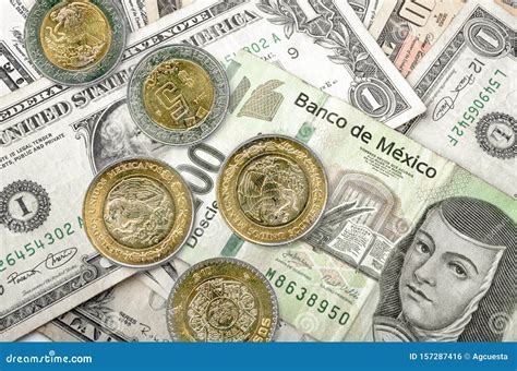 Dollar and Mexican Pesos stock photo. Image of market - 157287416