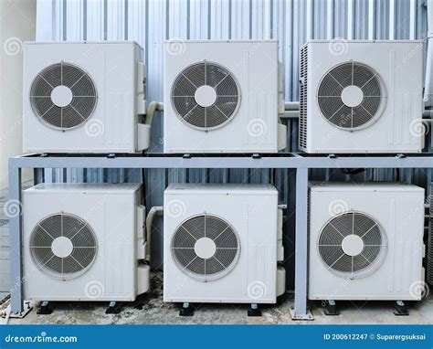 Group of Condensing Units of Air Conditioning System Stock Image ...