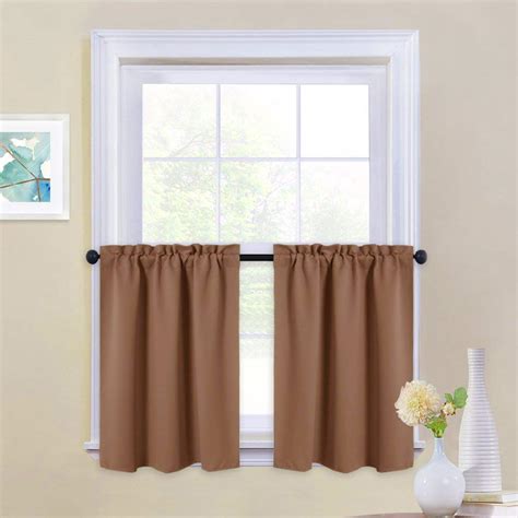 Buy JUPON Solid Valance Blackout Rod Pocket Pattern Curtain Kitchen ...