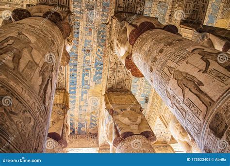 Beautiful Interior of the Temple of Dendera or the Temple of Hathor ...