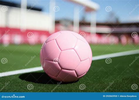 Pink Soccer Ball for Women S Soccer on the Stadium Field. Banner for ...