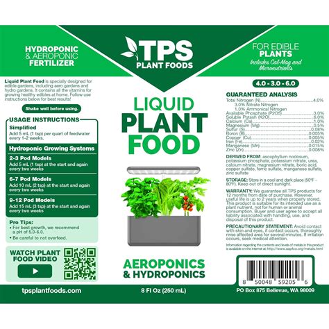 TPS NUTRIENTS Liquid Plant Food for use in AeroGarden, IDOO and India ...