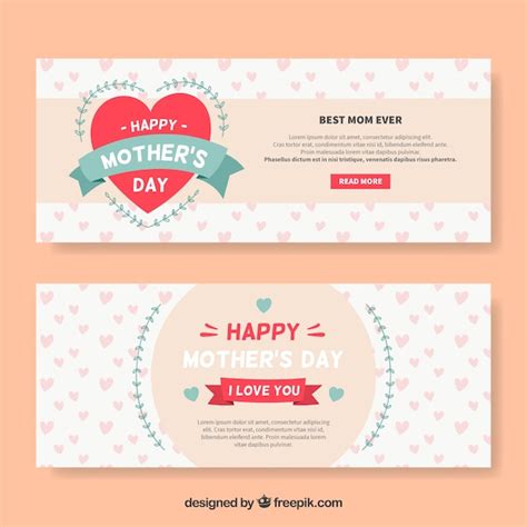 Gelukkige moederdag platte banners | Gratis Vector