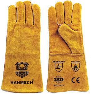 HANMECH MIG/ARC/TIG Welding 14 Inch Gloves with Extra Padded Palm ...