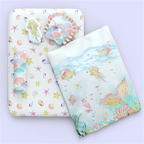 Fancy Fluff 6 Pc Organic New Born Bed Set- Sea Fantas – The Mom Store