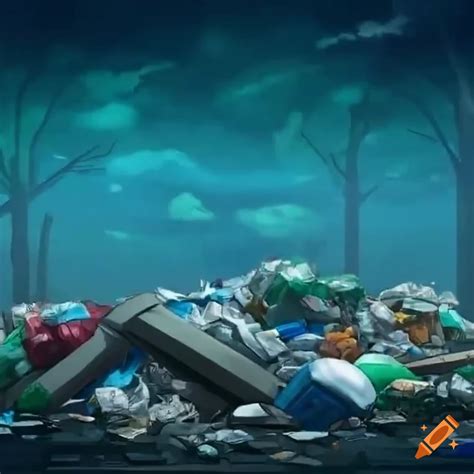 Anime art of a garbage heap on Craiyon