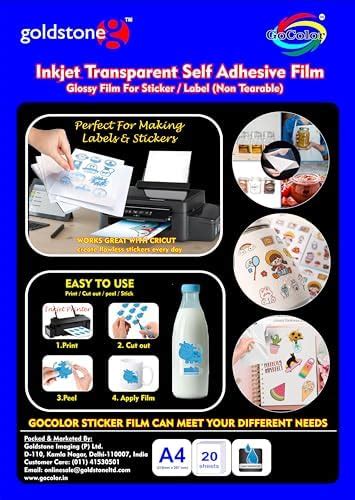 GoColor Self Adhesive Inkjet Clear/Transparent Film - A4 X 20 Sheets ...