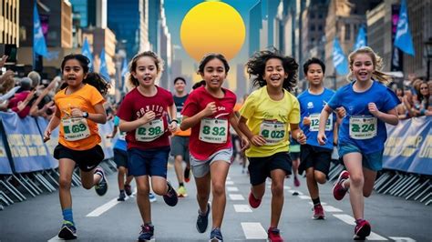 Young friends running during a marathon | Premium AI-generated image