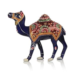 Buy ExclusiveLane Meenakari Royal Blue Camel Metal Showpiece (14 cm x 5 ...