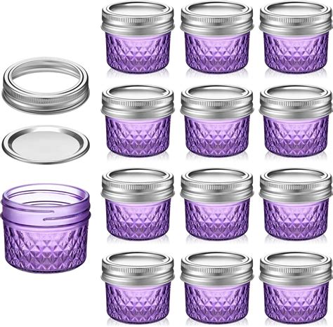 Amazon.com: Zhehao 12 Pcs Mason Canning Jars 4 oz Jelly Jars with ...