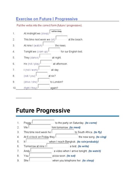 Future Progressive Tense Exercise .Pdf 的图像结果