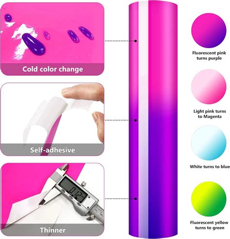 Buy Cysincos Color Changing Vinyl, 4 Sheets Cold Sensitive Color Change ...