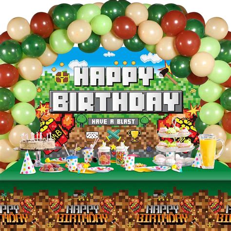Buy Pixel Birthday Party Decorations Pixel Mining Party Supplies Pixel ...