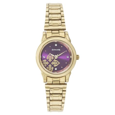 Buy Online Sonata Quartz Analog Purple Dial Strap Watch for Women ...