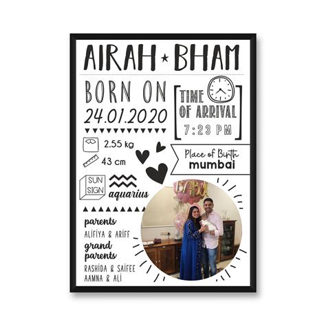 Wall Frame | Birth Statistics – Pop Goes the Art