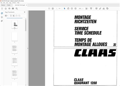 Class Balers QUADRANT 1200 Time Schedule Manual - PDF DOWNLOAD