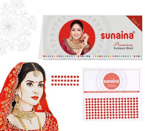 Sunaina Red Sticker Premium Kumkum Forehead Bindi Silver Cards Velvet ...