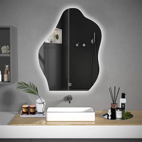 Espejo con Luz Led, 80 * 60CM Espejo Irregular con Luz Led, 3000 K ...
