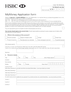 MyMoney Application Form - HSBC - Fill and Sign Printable Template Online