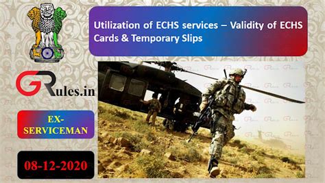 Utilization of ECHS services – Validity of ECHS Cards & Temporary Slips