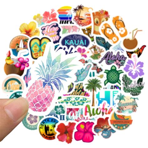 50 PCS Beach Hawaii Stickers,Waterproof Stickers,Aloha Stickers,Hawaii ...