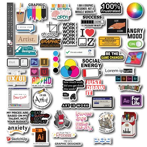 D2C Graphic Designer Sticker Set - Creative Art & Design Stickers, Pack ...