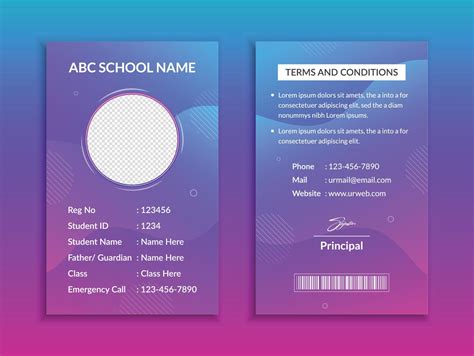 School id card template and vatical college student identity card ...