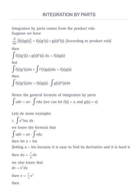 Image result for Integration by Parts Tutorial