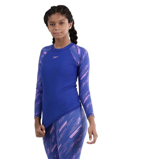 Buy Speedo Hyperboom Long Sleeve Suntop True-Cobalt-Sweet-Purple-Disco ...