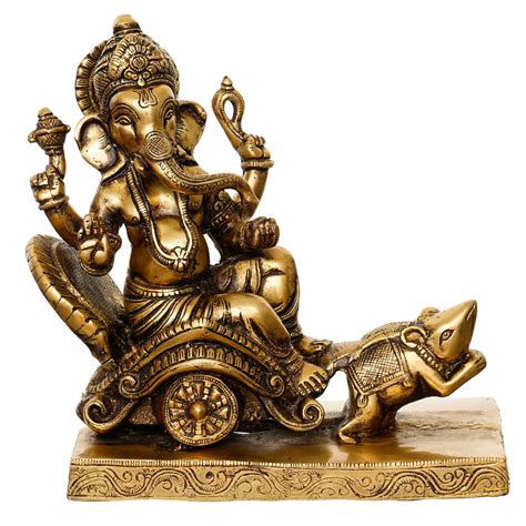 Lord Ganesha on Mushak Savari Antique Handcrafted Premium Brass Idol ...