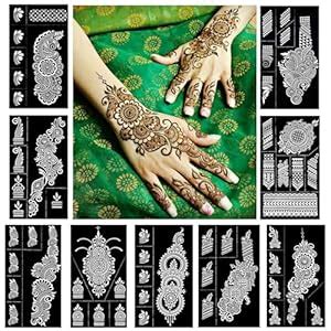 QSTOHENA - Reusable Henna Tattoo Stencils Set, Mehendi Stencils for ...