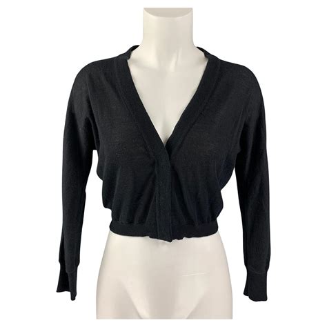 GIAMBATTISTA VALLI Size S Black Cashmere 3/4 Sleeves Cardigan For Sale ...