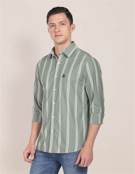Men Green Vertical Stripe Cotton Casual Shirt – U.S. Polo Assn. India