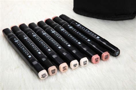 CeleMoon 36 Skin Tone Colors Dual Tip Alcohol Markers Pens, Fine and ...