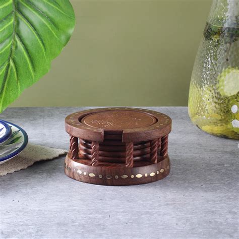 Wooden Coaster- Set of 6 – The Decor Mart