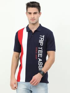 Triptee Colorblock Men Polo Neck Navy Blue T-Shirt - Buy Triptee ...