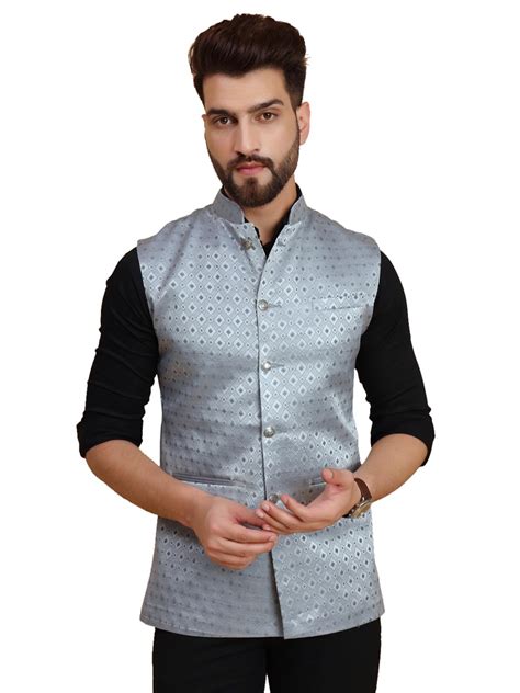 Buy vandnam fabrics Woven Jacquard Block Design Ethnic Nehru/Modi ...