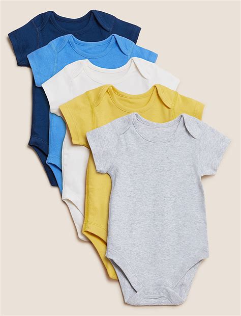 Buy 5pk Pure Cotton Ribbed Bodysuits at Marks & Spencer
