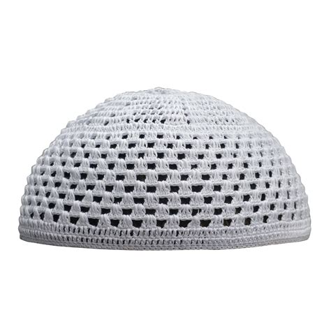 TheKufi® Cotton Crochet Bright-white Skull Cap Open-weave Style Muslim ...