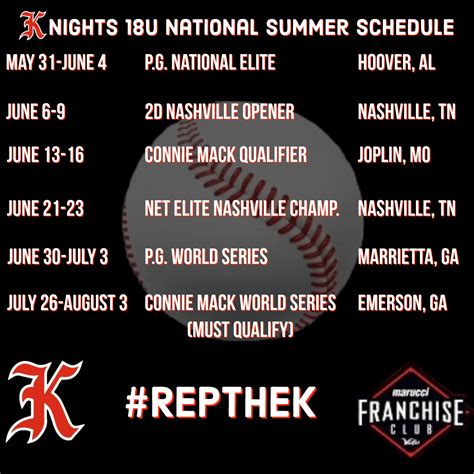 18u National 2024 Schedule - Knights