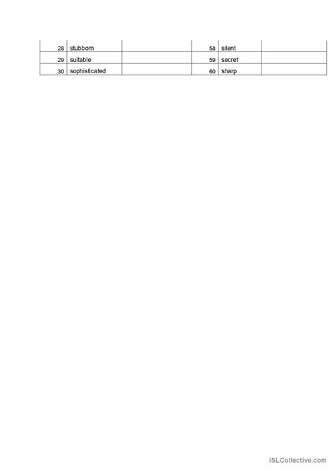 Adjectives beginning with S: English ESL worksheets pdf & doc