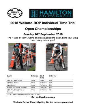 Fillable Online 2018 Waikato-BOP Individual Time Trial Open ...
