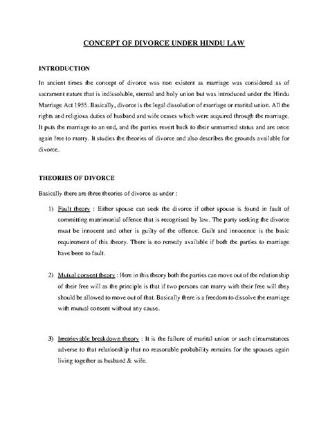 Understanding the Concept of Divorce under Hindu Law (Law 101) - Studocu