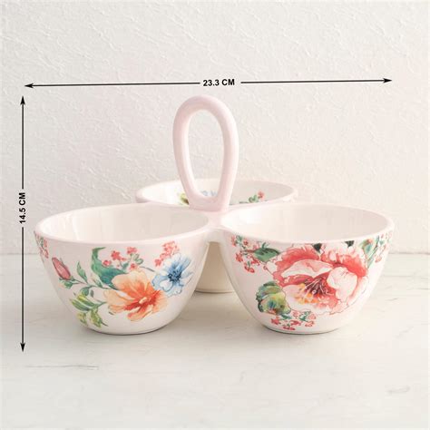 Buy Moksha Multicolour Printed Stoneware Divided Bowl from Home Centre ...