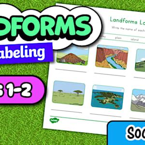 Landforms Labeling Worksheet for 1st-2nd Grade - Twinkl