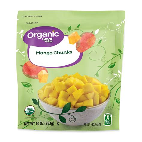 Great Value Organic Frozen Mango Chunks, 10 Oz in resealable bag ...